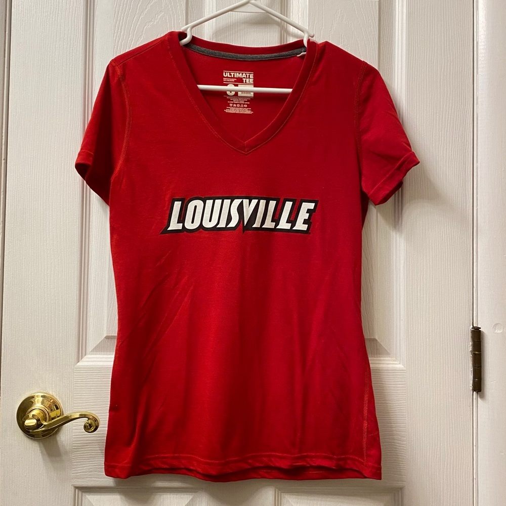 Women’s Adidas Louisville Cardinals V-Neck T-Shirt